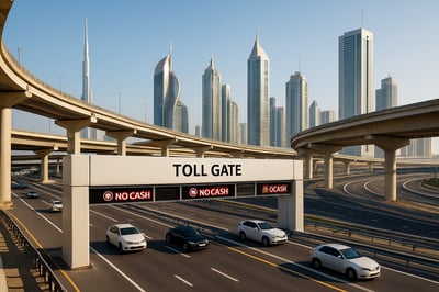 Modern toll road system in Dubai, UAE